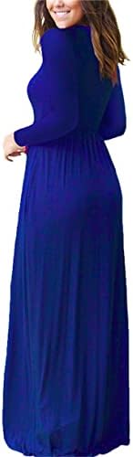 Andongnywell ženska Casual cvjetna štampana duga maksi haljina sa džepovima Print duge rukave labave haljine