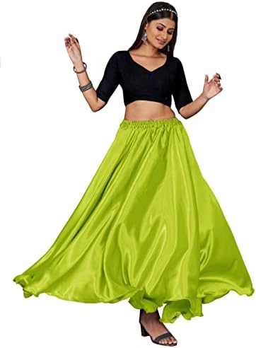 Ženska saten trbuh plesna suknja Potpuna kruga suknja Flamenco ciganski plemenski bollywood ples maxi casual garba suknja