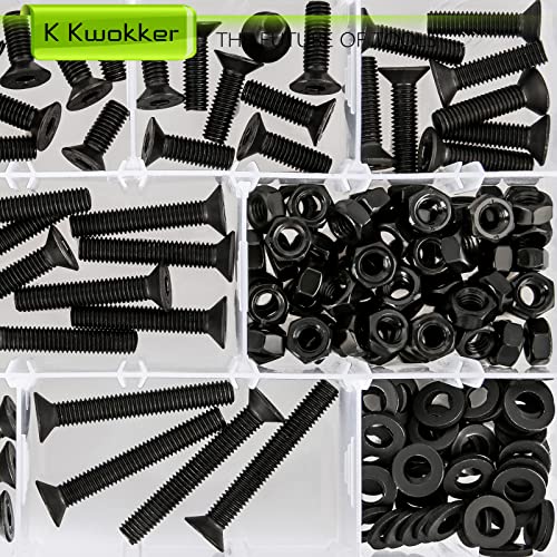 K kwokker 181pcs m6 vijak za vijke 8 dužine 12mm do 45 mm, vijak vijaka i orašastih vrata, 10,9 legura čelični metrički vijci i matice,