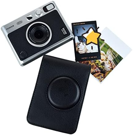 Rieibi Instax Mini EVO Case - Vintage PU kožna zaštitna futrola za Fujifilm Instax Mini EVO Instant kameru - puni poklopac sa podesivim remenom za rame-Crna