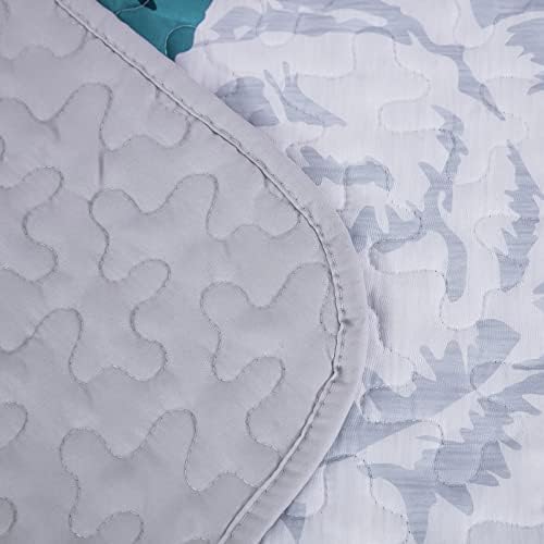 Cvjetni prekrivač postavljen kralj, elegantni plavi cvjetni otisnuti prekrivač prekrivač 3 komada meka posteljina od mikrovlakana