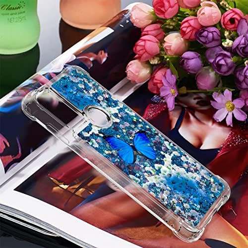 CAIYUNL za Moto G Pure futrolu sa staklenom zaštitom ekrana, Moto G Power 2022 Case Glitter Bling Floating Liquid slatke žene djevojke