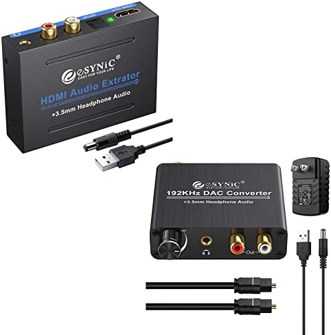eSynic 192kHz Digital to Analog Converter kontrola jačine zvuka & amp; 4k HDMI audio ekstraktor sa napajanjem