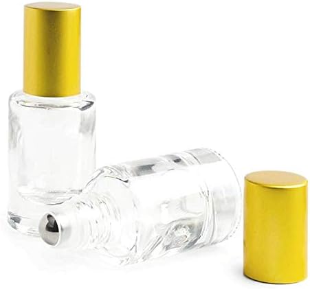 Grand Parfums Luksuzne boce od cilindričnih staklenih valjka, 5ml Clear Staklo 5ml Esencijalno ulje ulje na boci mat zlatne kape s