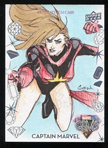 Kapetan Marvel Carol Danvers Sketch John Sloboda #1/1 Gornja deck GEMS kartica za crtanje umjetnika