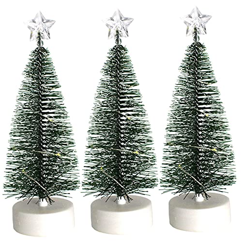 Mini božićno drvce 3pc Božićne stolove Pine igle za prašinu plavo Božićno drvce sa LED svjetlima za ukrašavanje domaćih festivala