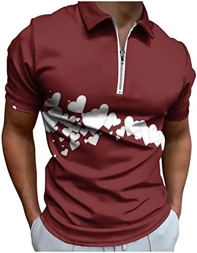 Majica za zaljubljeni za muškarce, muški kratki rukav kvartal-zip bluza casual slim fit osnovna dizajnirana pamučna sjekcija