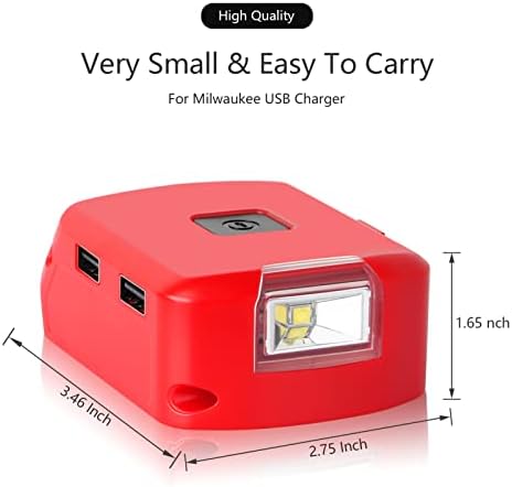DSANKE M18 adapter za baterije za Milwaukee 18V Dual USB punjač i 12V DC port i LED radno svjetlo - kompatibilno sa svim Milwaukee