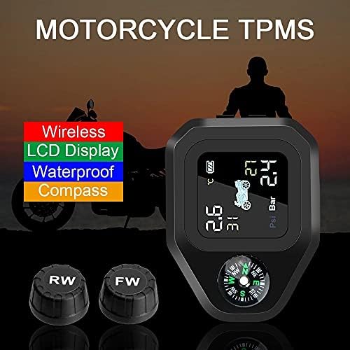 Zyzmh Motocikl TPMS Temperatura guma Alarm USB napunjeni LCD prikaz Motor za nadgledanje pritiska motora