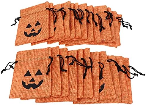 ClaspEed Goodie torbe 25pcs Halloween bundeve torbe za crtanje lanene burlap Poklopac Torbe Trik ili tretira bombona za Halloween