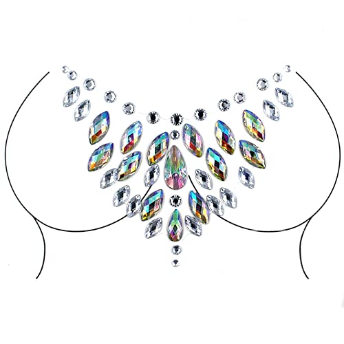 JJKUN Grem za grudi Privremena tetovaža Naljepnica za kristal 3D samoljepljiva škrinja Crystal Decor sirena Art Gemstone Decor Glitter