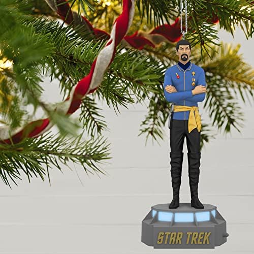 Hallmark Chellsake Božićni ukras 2022, Zračni zrcalo, zrcalo Prikupljanje prvog oficira Spock, svjetlo i zvuk