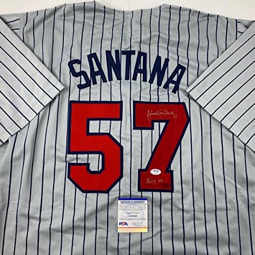AUTOGREMENA / POTPISA JOHAN SAntana Minnesota sivi pinstripe za bejzbol PSA / DNK COA
