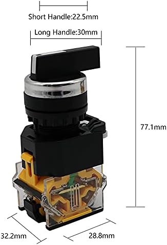 Make 22mm selektorski gumb okretni prekidač za zatvaranje Trenutak 2NO 1NO1NC 2 3 Pozicija DPST 10A 400V prekidač za uključivanje