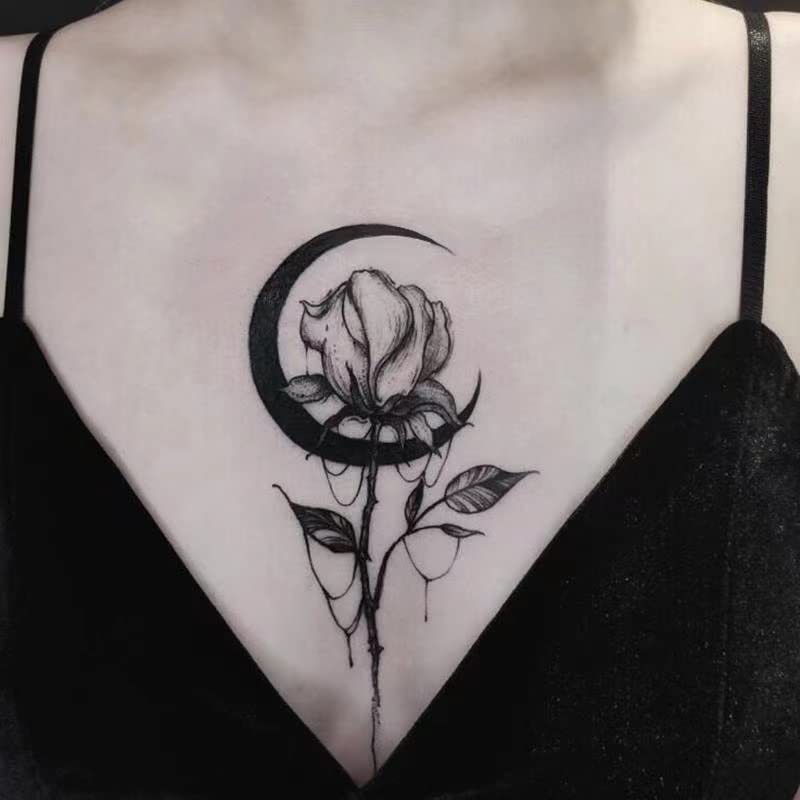 5 listova vodootporna privremena naljepnica za tetovaže crno bijeli dizajn tijela umjetnost lažna tetovaža flash tetovaža