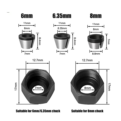 Precizni adapter Collet Router Alat za adaptere 6mm / 6.35mm / 8mm 1pcs