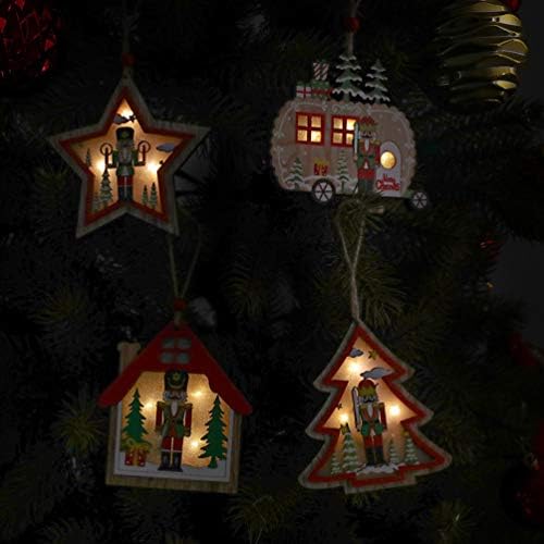 KESYOO Božić Nutcracker Ornament Božić Tree Light Up drveni viseći ukrasi svečani Privjesci za kućni Bar prodavnica