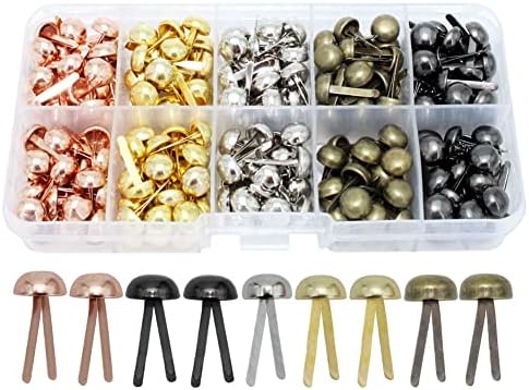 ArtCXC 300pcs 8mm 5Colors okrugli metalni papir Pričvršćivači Bredne gljive Grod bredi s plastičnom kutijom za izradu papira DIY School