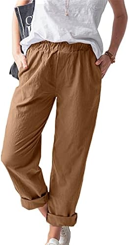 Balakie ženske pamučne pantalone za ljetne meke elastične struke Baggy casual pantalone sa džepovima