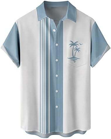 Muška košulja za kuglanje Rockabilly Style Vintage Aloha Majica Men Holiday Retro 1950S Golf Havajska majica za muškarce