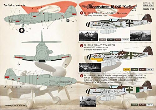 Decal za avioni BF.109K Kurfurst, 1. dio Aircraf 1/48 Skala za ispis 48-103