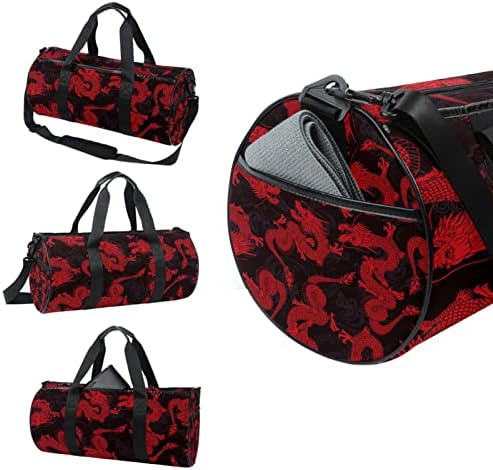 Mamacool Dragon Pattern Duffel torba za nošenje preko ramena platnena putna torba za teretanu Sport Dance Travel Weekender