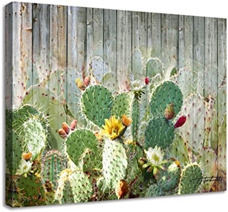 Woxfcart Cactus slika platna zidna Umjetnost tropska zelena biljka za seosko kupatilo dekor 16x12