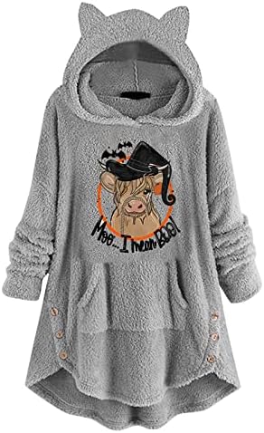 Ženska kapu s dugim rukavima HAT HOODIE FLEECE STEPTSKI PRINT TOP SA DREAME DRŽAVA DRŽAVA DRŽAVE