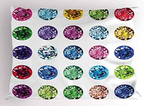 AMBESONNE Diamond Jastuk Sham, okrugli ovalni dragulji Dijamanti Smaragd Supreme Sublime Worth World Desig Devojke Print, Dekorativna