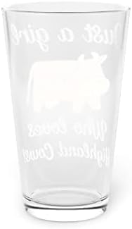 Pivo Glass Pint 16oz novost samo djevojka koja voli krave grafički 16oz