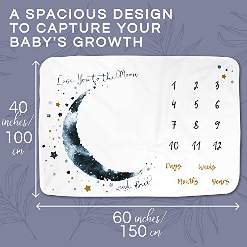 Luka& Lily Baby Milestone Blanket Boy-60 x40 mjesec Baby mjesec pokrivač za dječake - kalendar prve godine Mjesečni grafikon rasta