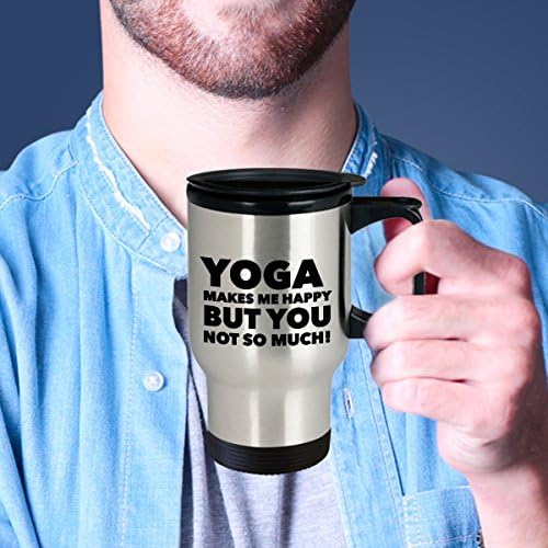 Joga putni šalica Tumbler Cup - Joga me čini sretnom, ali niste toliko - kafa / čaj / piće vruće / hladno izolirano ideja za poklone