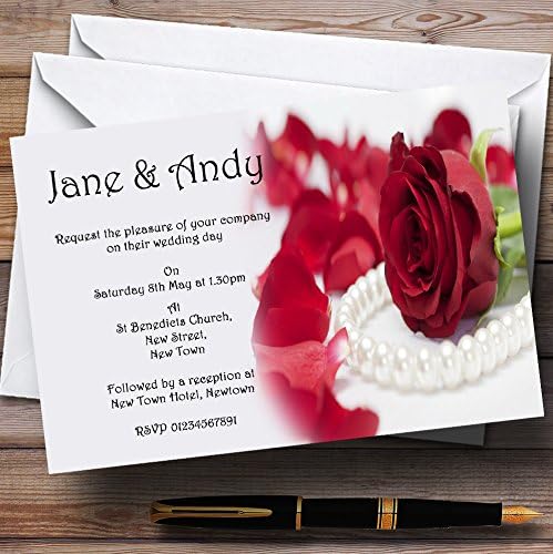 Pozivi za vjenčanje bijelog bisera crvene ruže