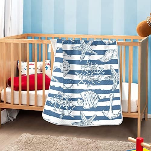 Swiddle pokrivačica morskog konja Koral Riblje pamučno pokrivač za dojenčad, prepun pokrivača, lagana mekana prekrivačica za krevetić,