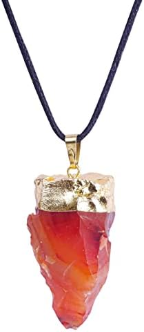 YUVDIPR Raw Carnelian Crystal Healing privjesak Good Luck Charm bogatstvo kvarcni nakit Reiki ogrlica prosperitet kamenje kristali