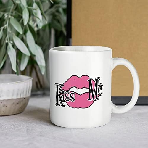 Kiss Me Print Mug Coffee Tumbler Ceramic Tea Cup Funny Gift for Office Home Women Men 11 Oz