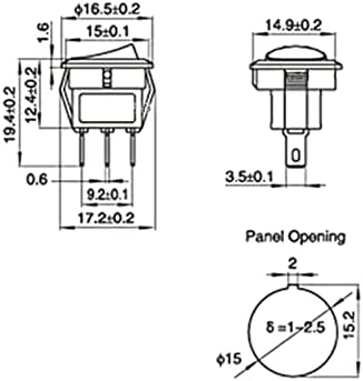 microswitch 5 kom/10kom mali okrugli klackalica prečnika 16 mm Crni Mini okrugli crni 2-pinski ugrađen na prekidač za isključenje