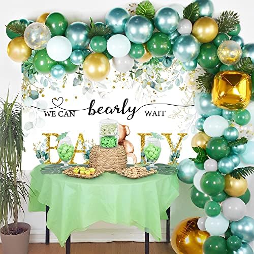 Greenery Bear pol otkrivaju pozadina možemo Bearly čekati Baby Shower pozadina akvarel Botanički eukaliptus beba pol otkriti party