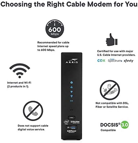 ARRIS SURFboard SBG7600AC2-RB DOCSIS 3.0 32x8 kablovski Modem & AC2350 Dual-Band Wi-Fi Router | odobren za Cox, spektar, Xfinity & drugi