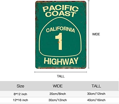 Vintage Metal Tin znak Tihom obala Autocesta Kalifornija Dekor opatija Street Got Surf Tin znakovi Ljeto Travel Poklon 12 x 8 inča