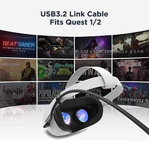 Link kabl Kompatibilan sa Oculus Quest 2 dodatna oprema, crna, 16FT VR slušalica Type-C USB 3.2 Link kabel za Meta Quest 2 i Quest