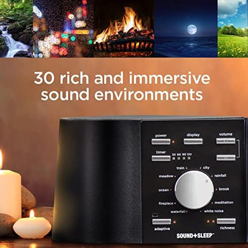 Zvuk+Sleep High Fidelity Mašina za zvuk spavanja sa 30 zagarantovanih zvukova prirode koji se ne petljaju, tajmerom spavanja i tehnologijom adaptivnog zvuka, mašinom za belu buku za spavanje, klasičnom crnom