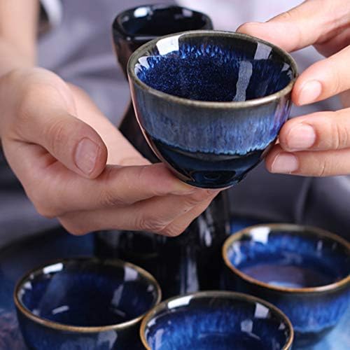 LuxShiny set pribor za pribor japanski šolja za kafu 3pcs keramičke šalice keramike, keramička čaša za peć plava čaj za čaj za čaj