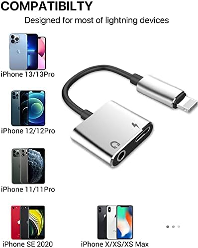 [Apple MFi Certified] Adapter za priključak za slušalice munje na 3.5 mm za iPhone, 2 u 1 munja na 3.5 mm AUX razdjelnik Audio punjača kompatibilan sa iPhoneom 13 12 11 XS XR X 8 7 adapter za Audio Slušalice