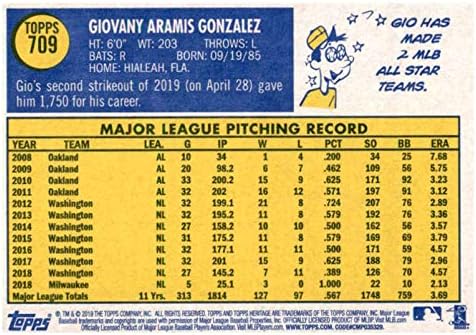 2019 gornja baština visoki broj 709 Gio Gonzalez Milwaukee Brewers Baseball Card