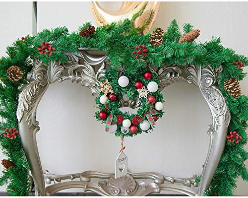 Božićni vijenci vijenci vijenci vijenac ukrasi sa crvenim bobicama, borovima borovima, lukovima ukrasi za ulazna vrata, stepenice,