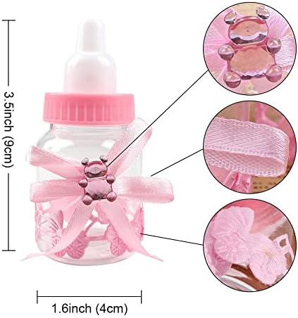 24pcs dekorati za bebe za devojku mini bombonski bočice poklon kutija za novorođena strana za dekore za dečji rođendan rođendan rođendan, ružičasta
