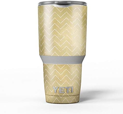 Dizajn Skinz Zlatna površina s bijelim chevron - kožnim naljepnicama Vinil omotač kompatibilan sa Yeti Rambler Cooler Tumbler šalicama