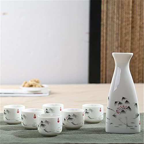 Slatiom 7pcs / set keramika Sake Set Japanska fugion lonca na liku Kućni kućni kupac Jezik za piće Vintage alkoholičari Hip Filks